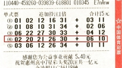 肇庆购彩者喜中大乐透19万：中不中奖都平常心对待