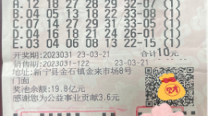 坚持机选，幸运喜中双色球一等奖1000万元